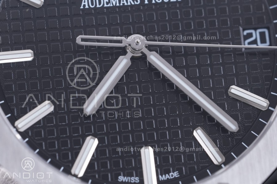 Royal Oak 15500 SS APSF 1:1 Best Edition Black Dial on SS Bracelet SA4302 Super Clone V3 (Free Sprung)