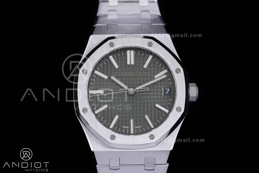 Royal Oak 41mm 15510 Free Sprung SS APSF  V3 1:1 Best Edition Green Textured Dial On SS Bracelet Super Clone SA4302 