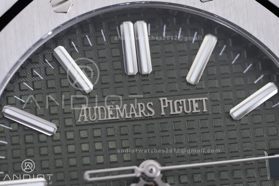 Royal Oak 41mm 15510 Free Sprung SS APSF  V3 1:1 Best Edition Green Textured Dial On SS Bracelet Super Clone SA4302 