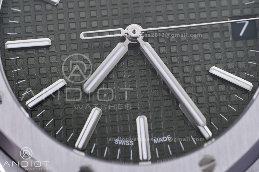 Royal Oak 41mm 15510 Free Sprung SS APSF  V3 1:1 Best Edition Green Textured Dial On SS Bracelet Super Clone SA4302 