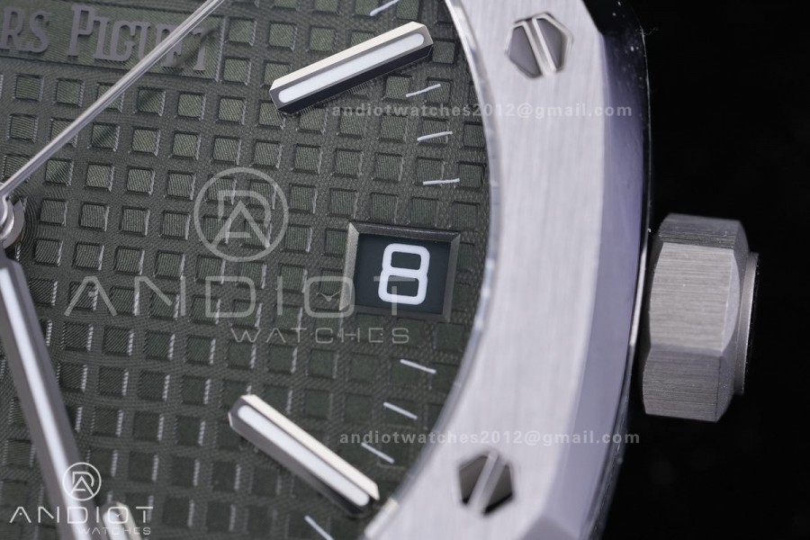 Royal Oak 41mm 15510 Free Sprung SS APSF  V3 1:1 Best Edition Green Textured Dial On SS Bracelet Super Clone SA4302 