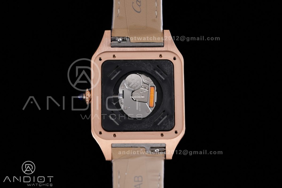 Santos Dumont 31.4mm RG AF 1:1 Best Edition Silver Dial on Blue Strap A157