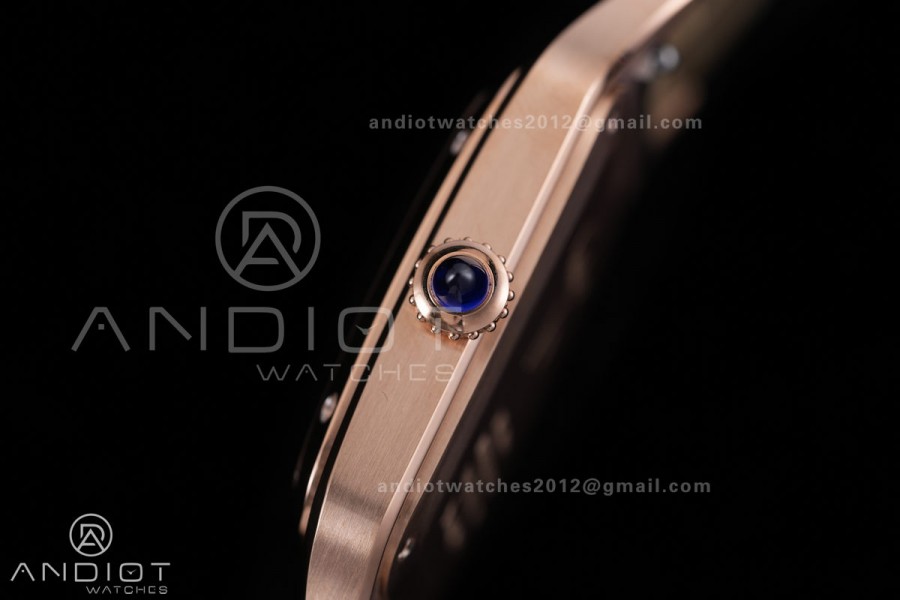 Santos Dumont 31.4mm RG AF 1:1 Best Edition Silver Dial on Blue Strap A157