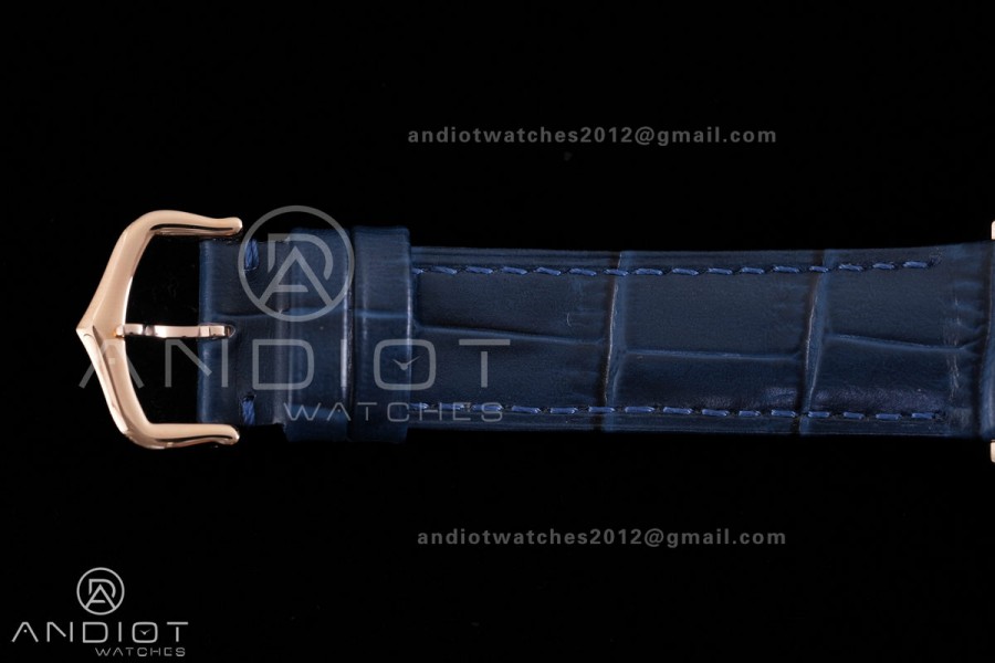 Santos Dumont 31.4mm RG AF 1:1 Best Edition Silver Dial on Blue Strap A157