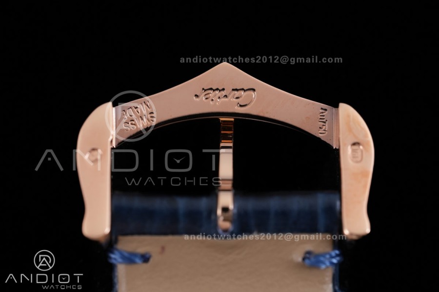 Santos Dumont 31.4mm RG AF 1:1 Best Edition Silver Dial on Blue Strap A157