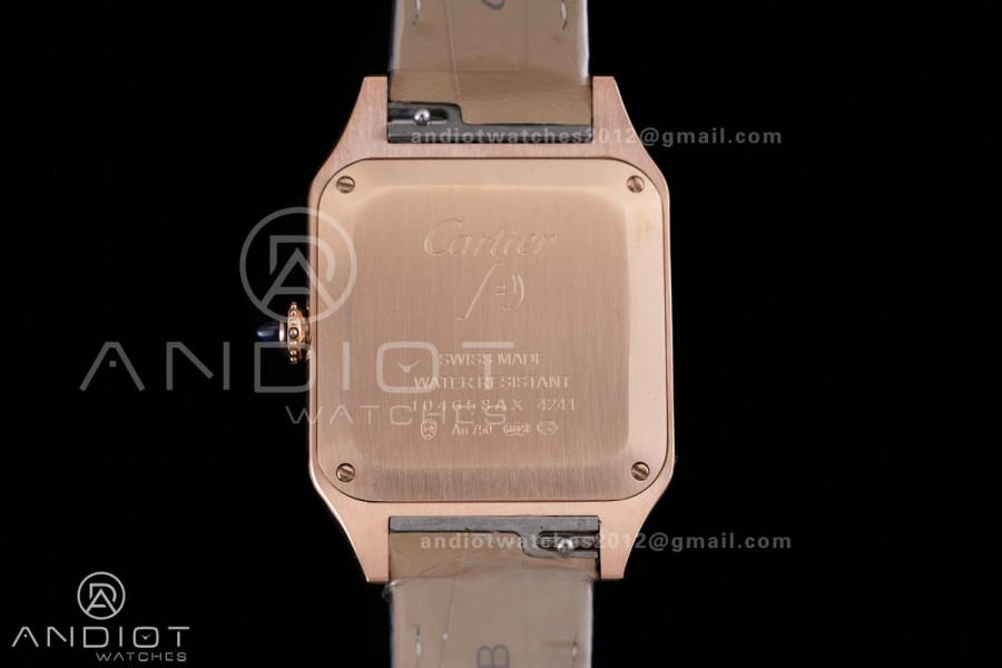 Santos Dumont 31.4mm RG AF 1:1 Best Edition Silver Dial on Blue Strap A157