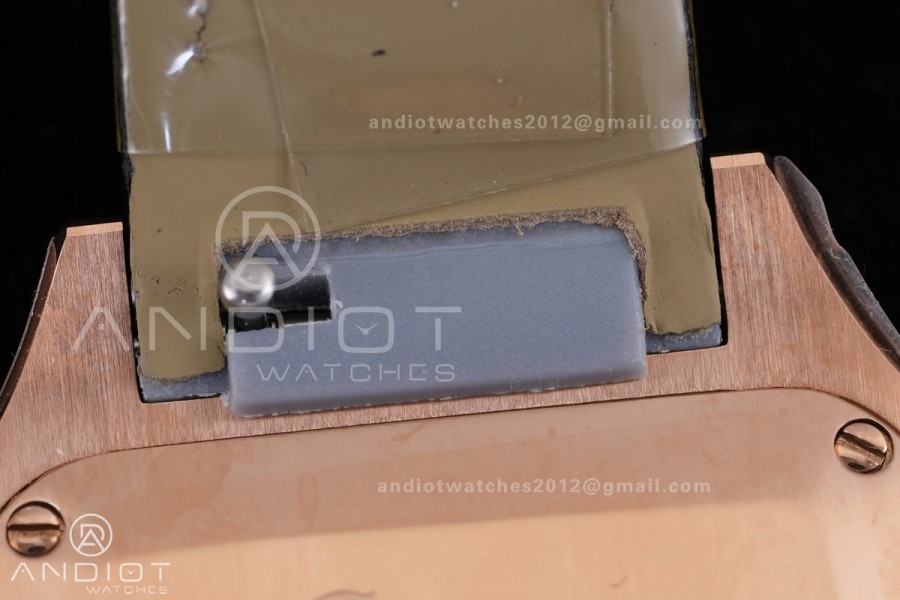 Santos Dumont 27.5mm RG AF 1:1 Best Edition Silver Dial on Black Strap A157