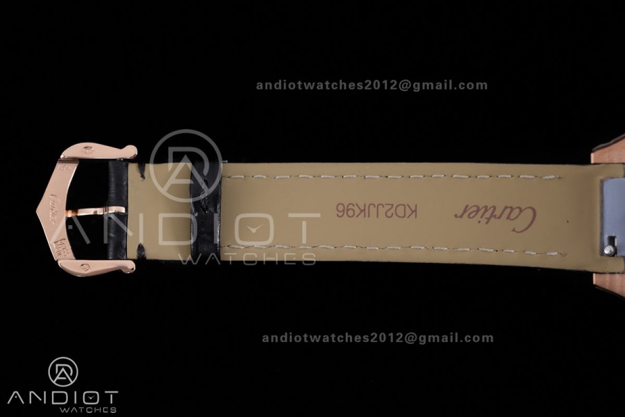 Santos Dumont 27.5mm RG AF 1:1 Best Edition Silver Dial on Black Strap A157