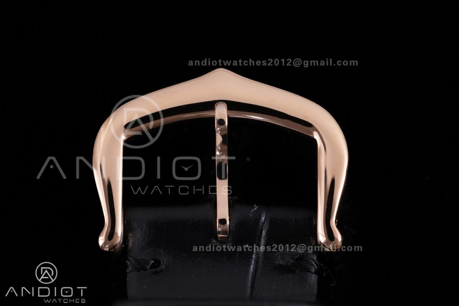 Santos Dumont 27.5mm RG AF 1:1 Best Edition Silver Dial on Black Strap A157