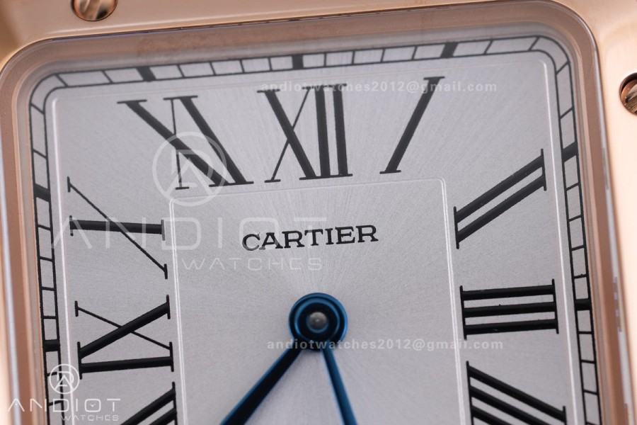 Santos Dumont 27.5mm RG AF 1:1 Best Edition Silver Dial on Black Strap A157