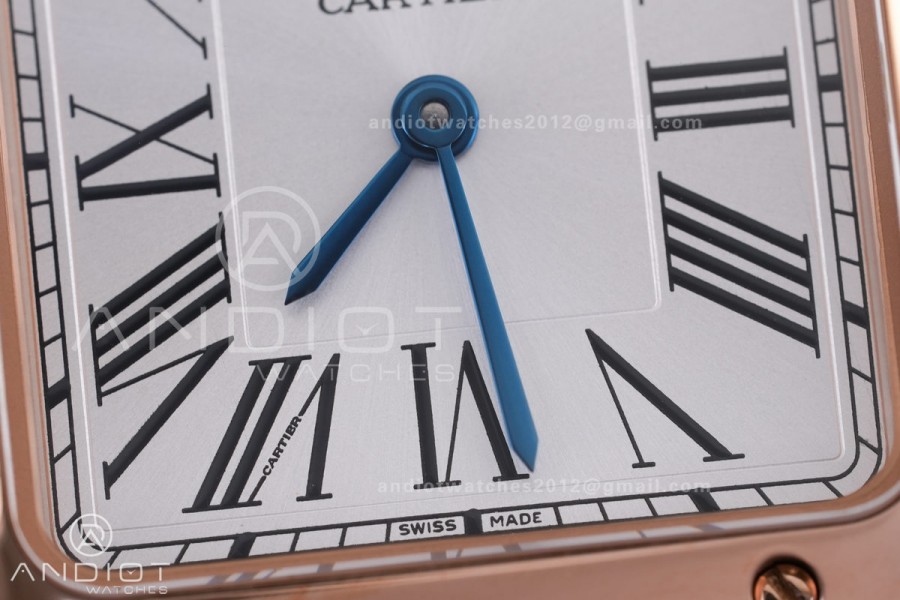 Santos Dumont 27.5mm RG AF 1:1 Best Edition Silver Dial on Black Strap A157