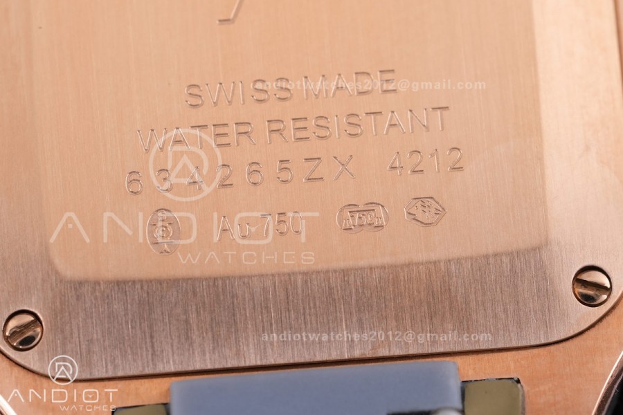 Santos Dumont 27.5mm RG AF 1:1 Best Edition Silver Dial on Black Strap A157