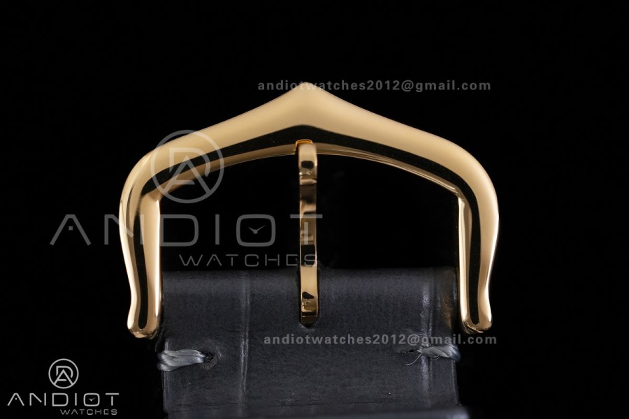 Santos Dumont 31.4mm YG AF 1:1 Best Edition Gray Dial YG Marker bezel on Gray Leather Strap Ronda Quartz