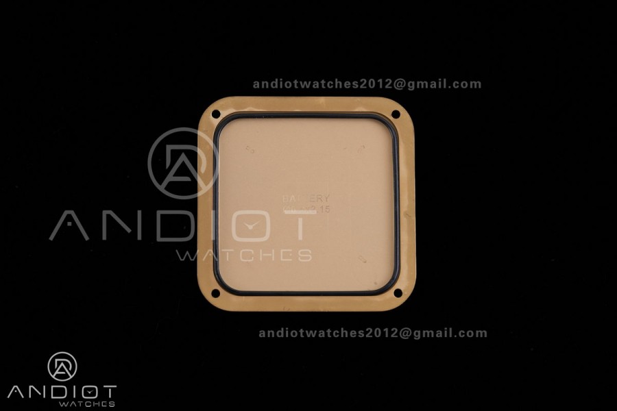 Santos Dumont 31.4mm YG AF 1:1 Best Edition Gray Dial YG Marker bezel on Gray Leather Strap Ronda Quartz