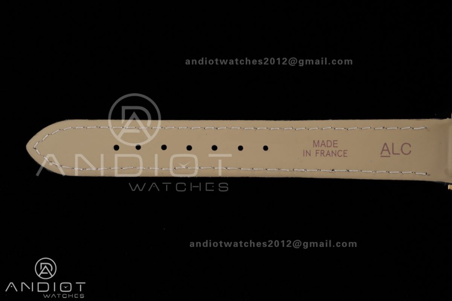 Santos Dumont 27.5mm YG AF 1:1 Best Edition Black Dial YG Marker on Black Leather Strap Ronda Quartz