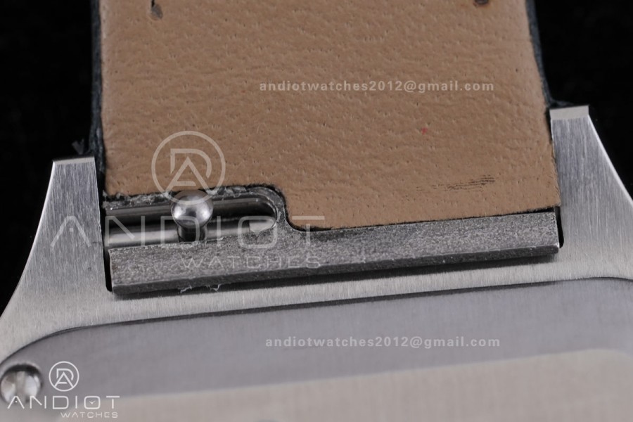 Santos Dumont 27.5mm SS AF 1:1 Best Edition YG Bezel Gray Dial YG Marker on Gray Leather Strap Ronda Quartz