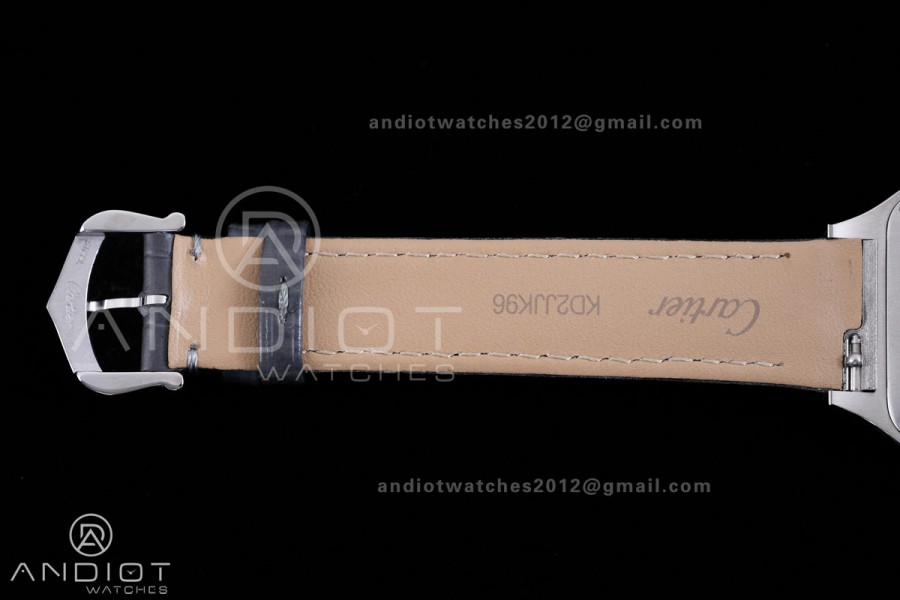 Santos Dumont 27.5mm SS AF 1:1 Best Edition YG Bezel Gray Dial YG Marker on Gray Leather Strap Ronda Quartz
