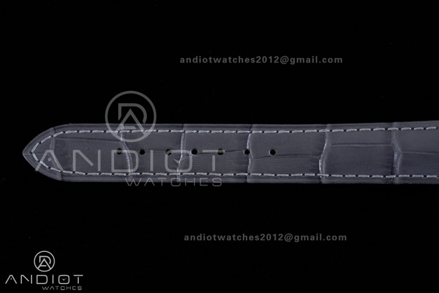 Santos Dumont 27.5mm SS AF 1:1 Best Edition YG Bezel Gray Dial YG Marker on Gray Leather Strap Ronda Quartz