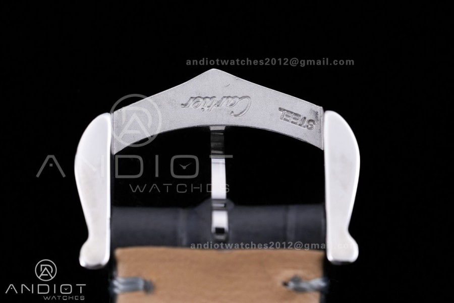 Santos Dumont 27.5mm SS AF 1:1 Best Edition YG Bezel Gray Dial YG Marker on Gray Leather Strap Ronda Quartz