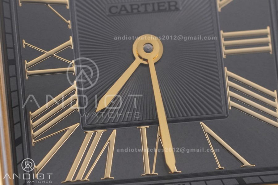 Santos Dumont 27.5mm SS AF 1:1 Best Edition YG Bezel Gray Dial YG Marker on Gray Leather Strap Ronda Quartz