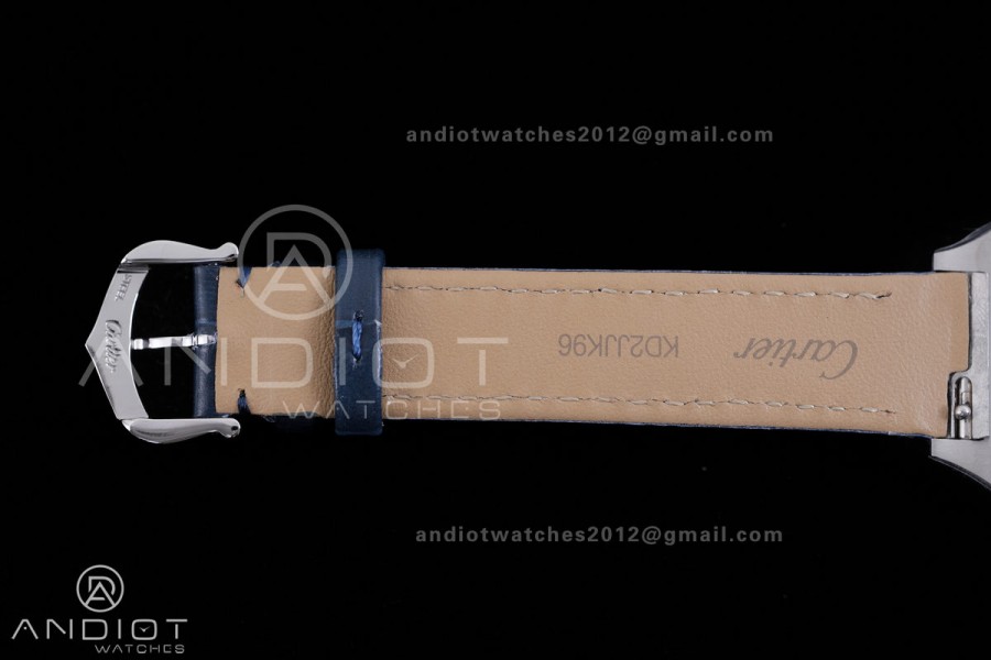 Santos Dumont 27.5mm SS/RG AF 1:1 Best Edition Silver Dial on Blue Strap A157