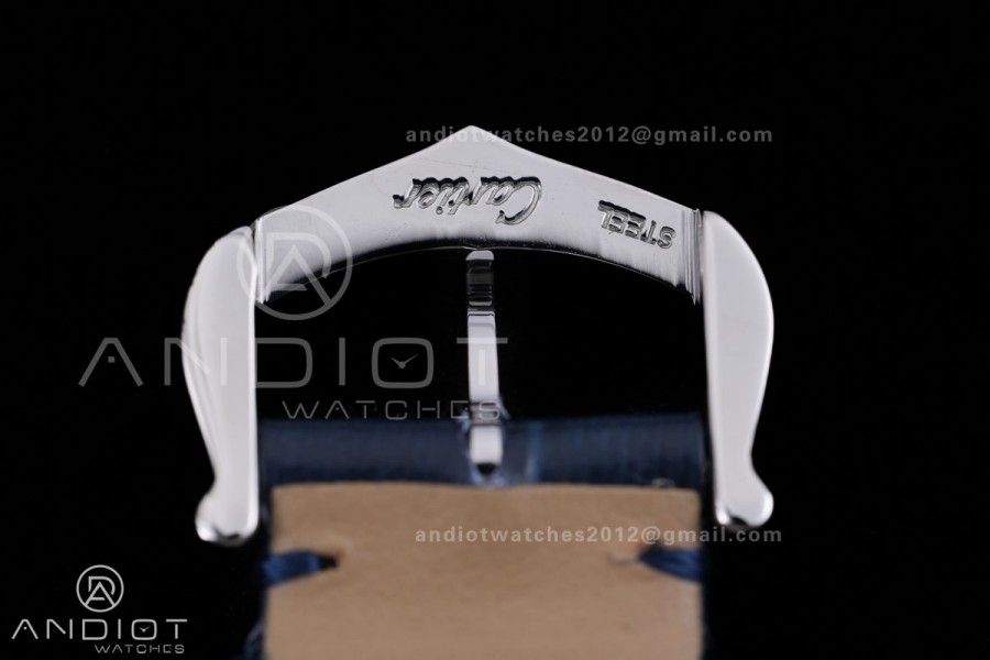 Santos Dumont 27.5mm SS/RG AF 1:1 Best Edition Silver Dial on Blue Strap A157