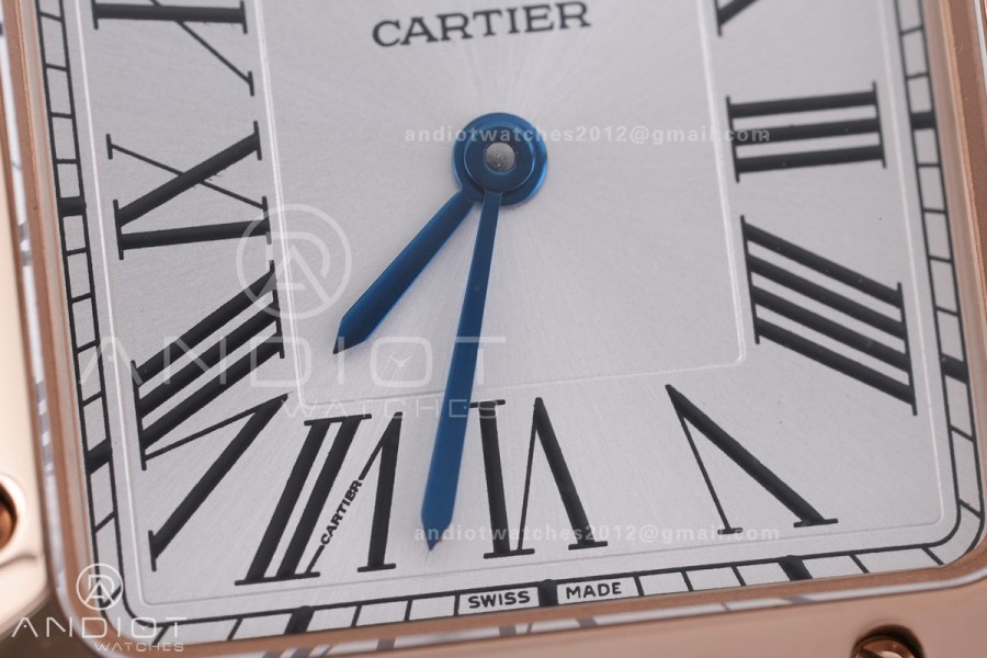 Santos Dumont 27.5mm SS/RG AF 1:1 Best Edition Silver Dial on Blue Strap A157