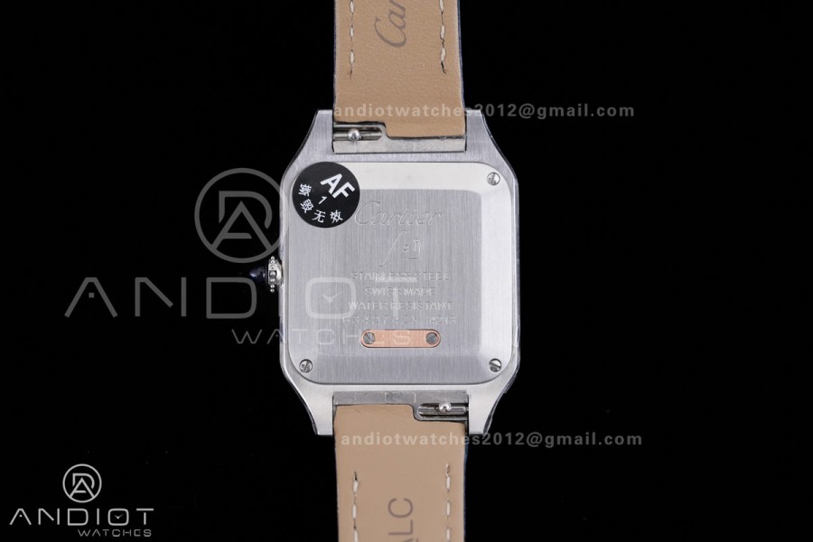 Santos Dumont 27.5mm SS/RG AF 1:1 Best Edition Silver Dial on Blue Strap A157