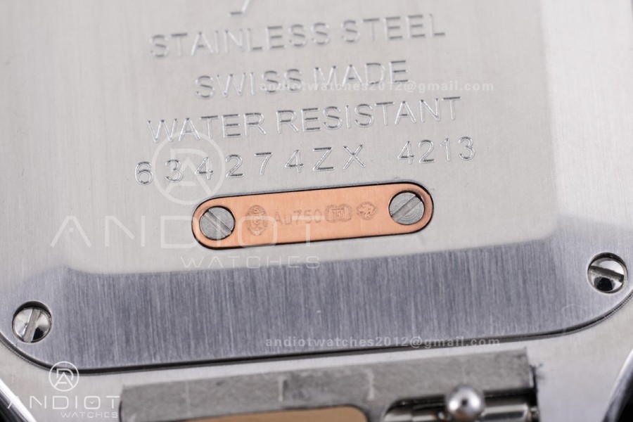 Santos Dumont 27.5mm SS/RG AF 1:1 Best Edition Silver Dial on Blue Strap A157