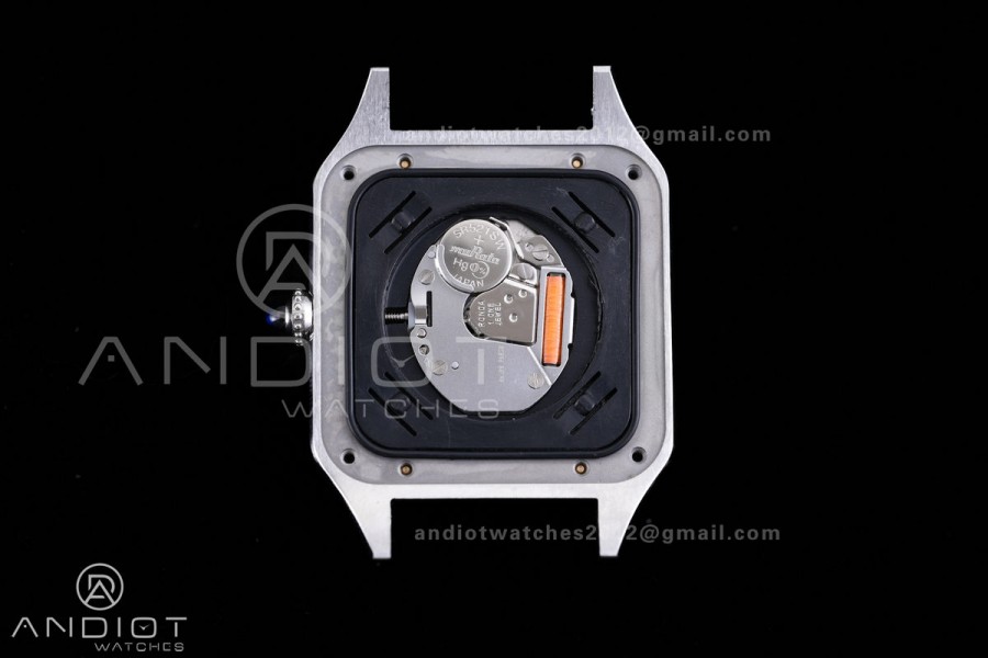 Santos Dumont 31.4mm SS/RG AF 1:1 Best Edition Silver Dial on Black Strap A157