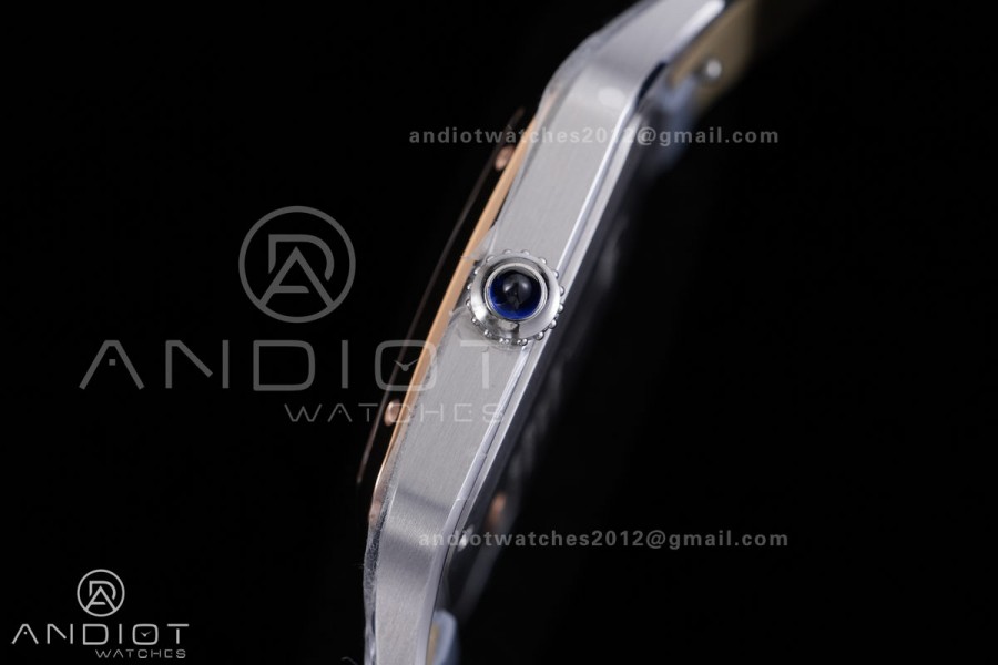 Santos Dumont 31.4mm SS/RG AF 1:1 Best Edition Silver Dial on Black Strap A157