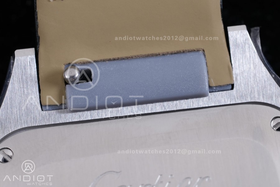 Santos Dumont 31.4mm SS/RG AF 1:1 Best Edition Silver Dial on Black Strap A157