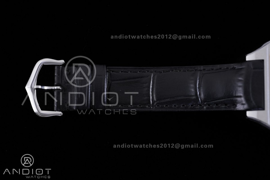 Santos Dumont 31.4mm SS/RG AF 1:1 Best Edition Silver Dial on Black Strap A157