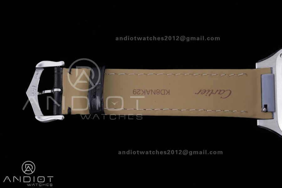 Santos Dumont 31.4mm SS/RG AF 1:1 Best Edition Silver Dial on Black Strap A157