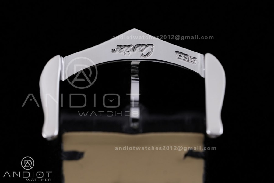 Santos Dumont 31.4mm SS/RG AF 1:1 Best Edition Silver Dial on Black Strap A157