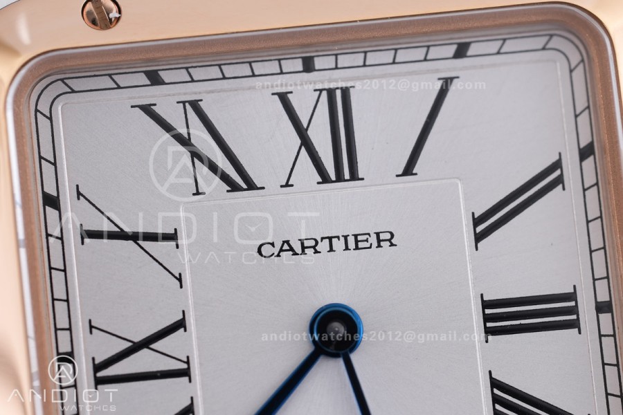 Santos Dumont 31.4mm SS/RG AF 1:1 Best Edition Silver Dial on Black Strap A157