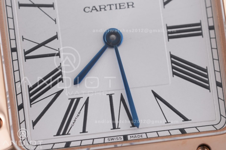 Santos Dumont 31.4mm SS/RG AF 1:1 Best Edition Silver Dial on Black Strap A157