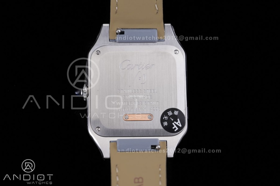 Santos Dumont 31.4mm SS/RG AF 1:1 Best Edition Silver Dial on Black Strap A157