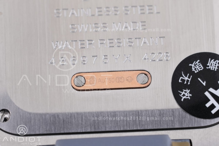 Santos Dumont 31.4mm SS/RG AF 1:1 Best Edition Silver Dial on Black Strap A157