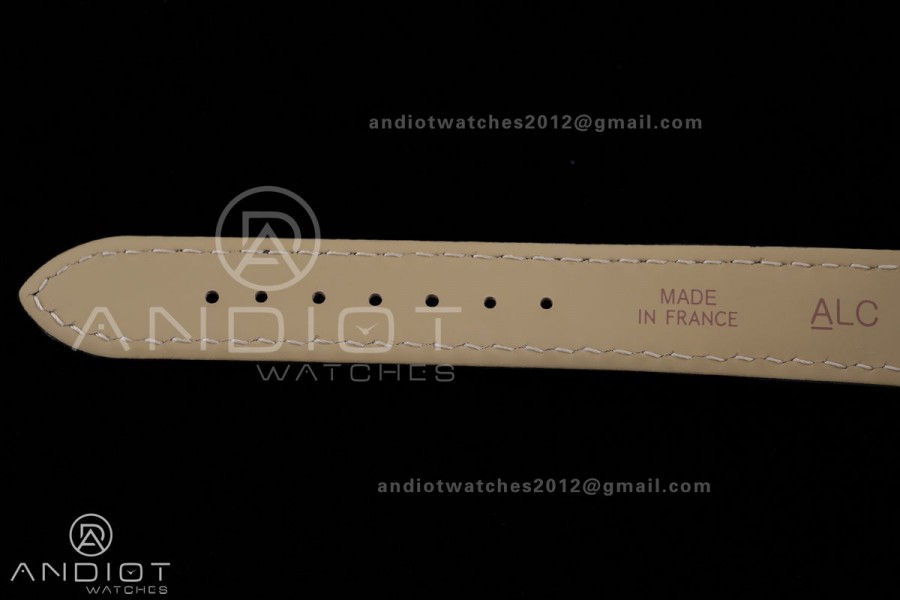 Santos Dumont 27.5mm SS AF 1:1 Best Edition YG Bezel Black Dial on Black Leather Strap Ronda Quartz