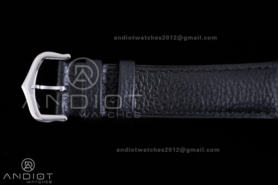 Santos Dumont 31.4mm SS AF 1:1 Best Edition Silver Dial on Black Leather Strap A157