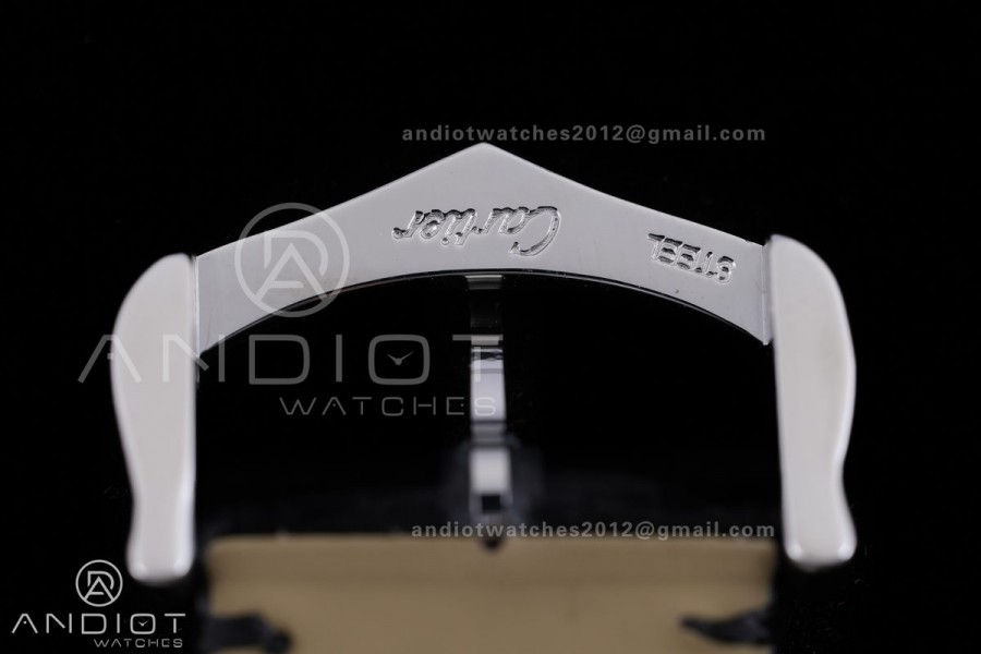 Santos Dumont 31.4mm SS AF 1:1 Best Edition Silver Dial on Black Leather Strap A157