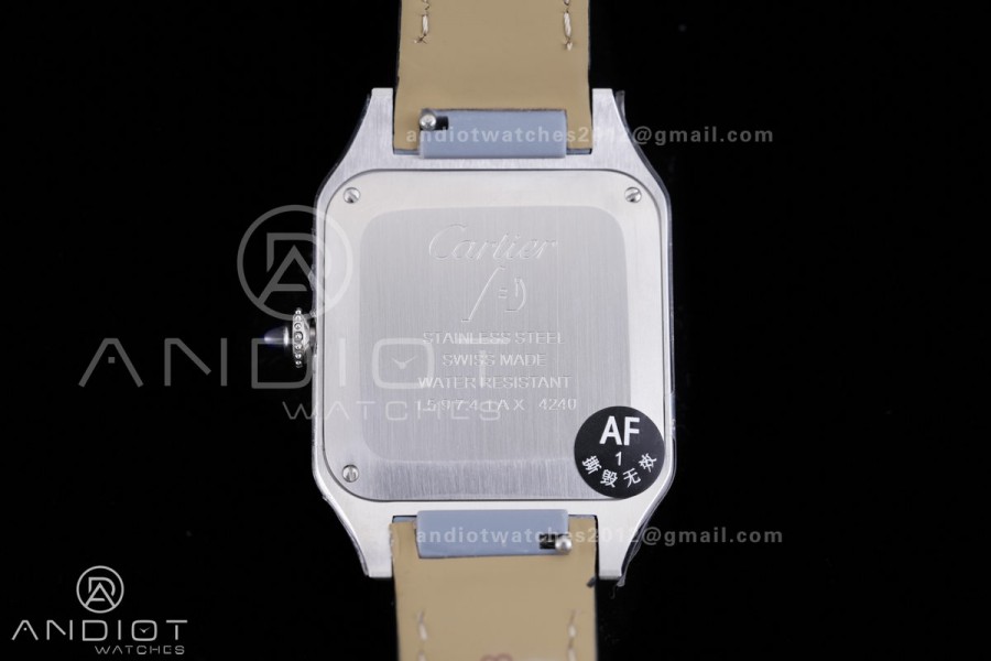 Santos Dumont 31.4mm SS AF 1:1 Best Edition Silver Dial on Black Leather Strap A157