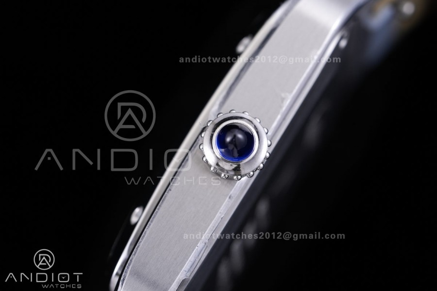 Santos Dumont 31.4mm AF 1:1 Best Edition Silver Dial on Blue Leather Strap Ronda Quartz