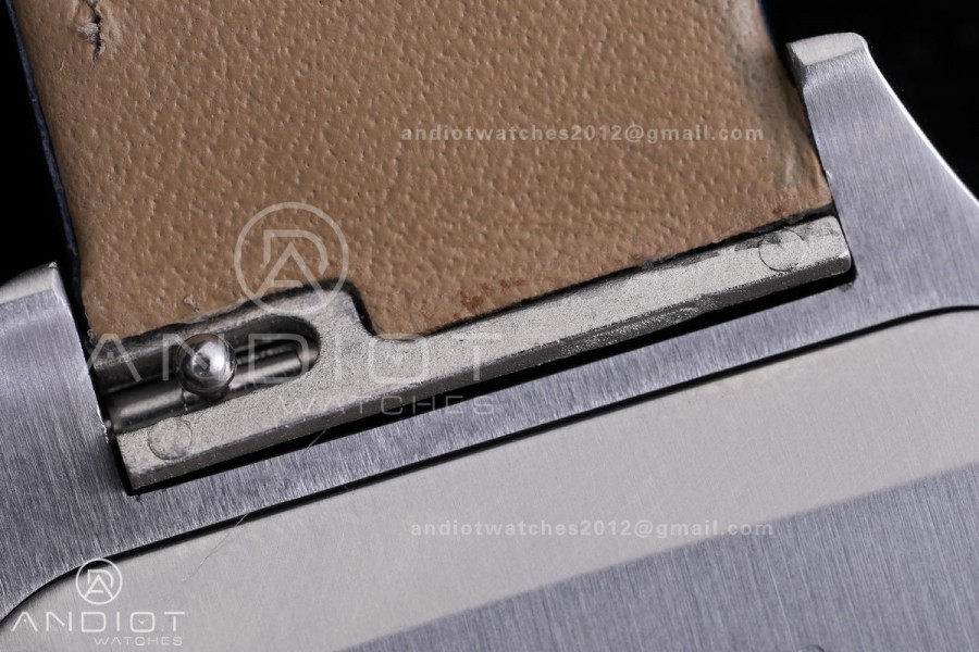 Santos Dumont 31.4mm AF 1:1 Best Edition Silver Dial on Blue Leather Strap Ronda Quartz