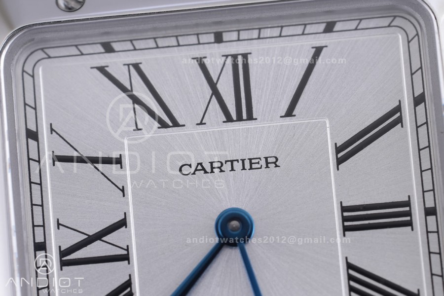 Santos Dumont 31.4mm AF 1:1 Best Edition Silver Dial on Blue Leather Strap Ronda Quartz