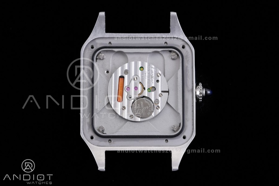 Santos Dumont 31.4mm AF 1:1 Best Edition Silver Dial on Blue Leather Strap Ronda Quartz