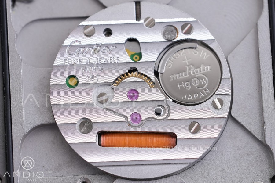 Santos Dumont 31.4mm AF 1:1 Best Edition Silver Dial Diamonds Bezel on Blue Leather Strap Ronda Quartz