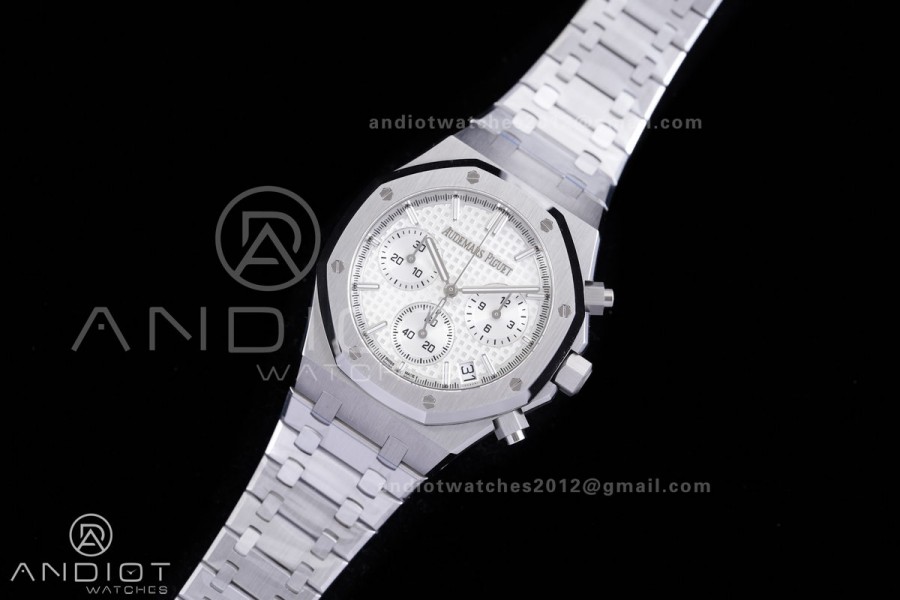 Royal Oak Chrono 26240 SS V2 APSF 1:1 Best Edition Silver Dial on SS Bracelet SA4401 Super Clone (Free Sprung)