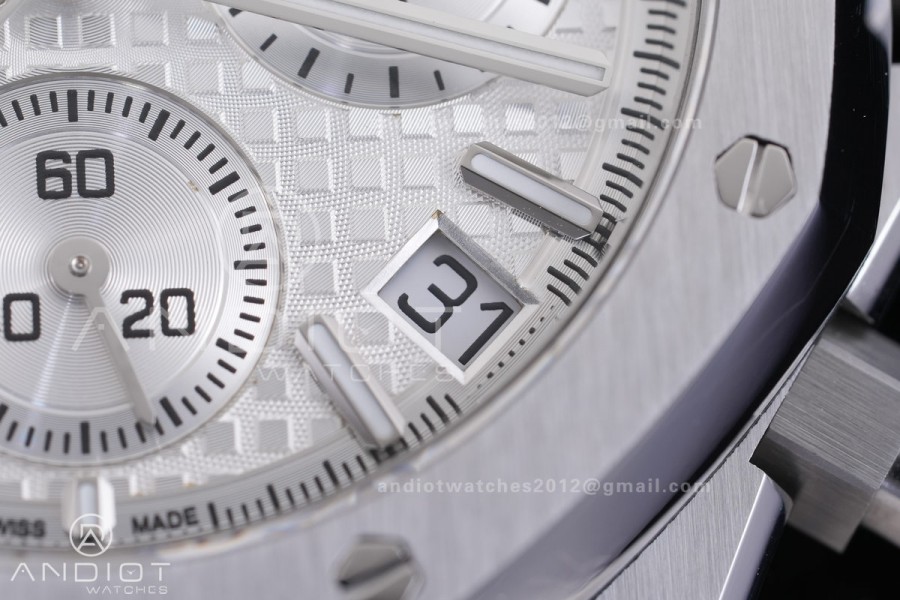 Royal Oak Chrono 26240 SS V2 APSF 1:1 Best Edition Silver Dial on SS Bracelet SA4401 Super Clone (Free Sprung)